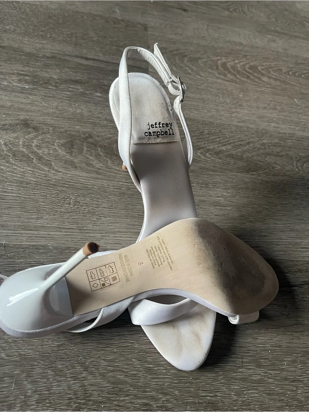 Jeffrey Campbell White Single-Strap Ankle-Sandal Flawed